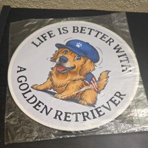 Golden Retriever Mouse Pad - Blue and White